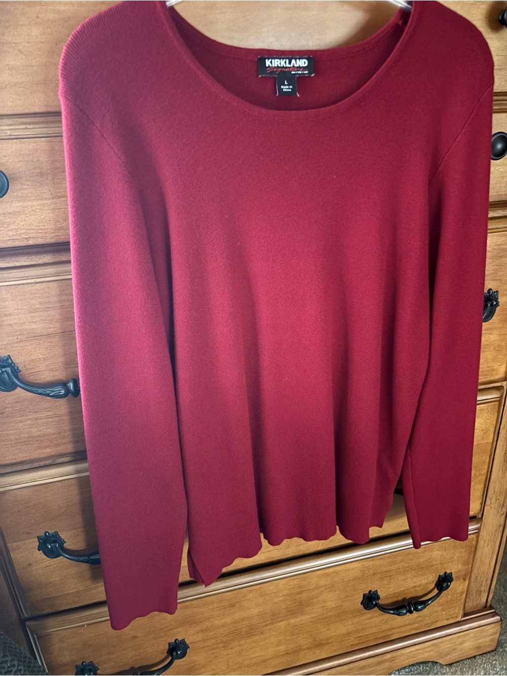 Kirkland Signature Women's Burgundy Crewneck Sweater